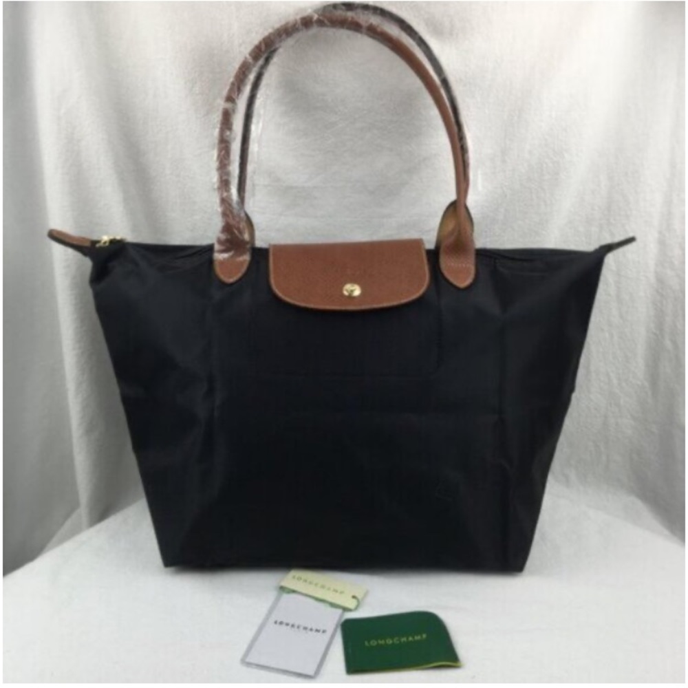 Longchamp Black and Brown Tote Bag (medium)